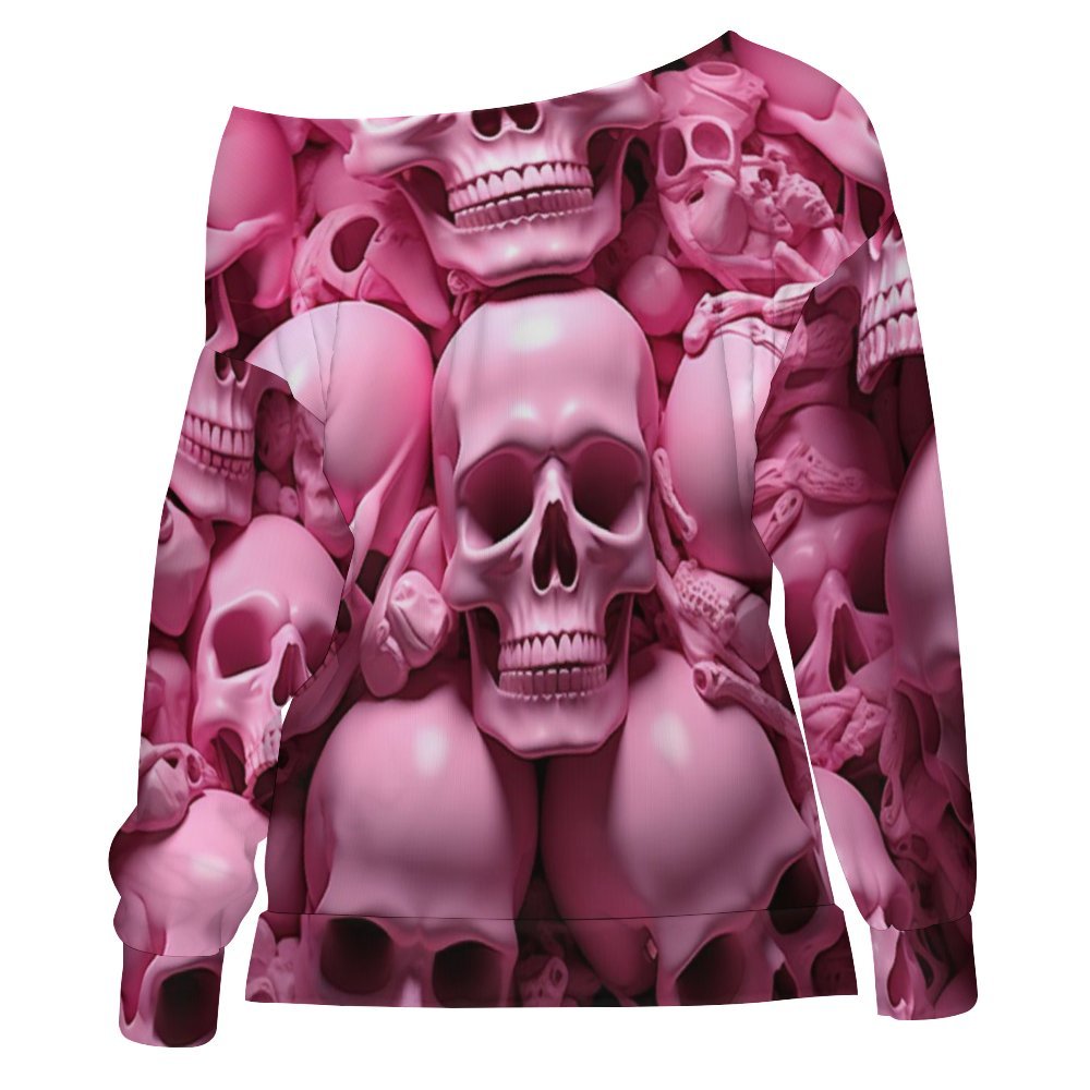 Pink Skeletons Off Shoulder Sweatshirt