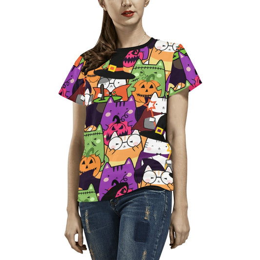 Halloween Cats  T-Shirt for Women (USA Size)