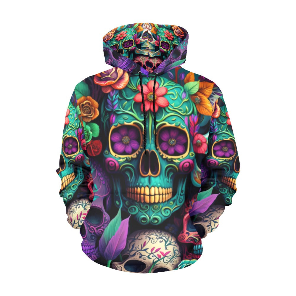 Colorful Skeleton Collage  Hoodie for Men (USA Size)