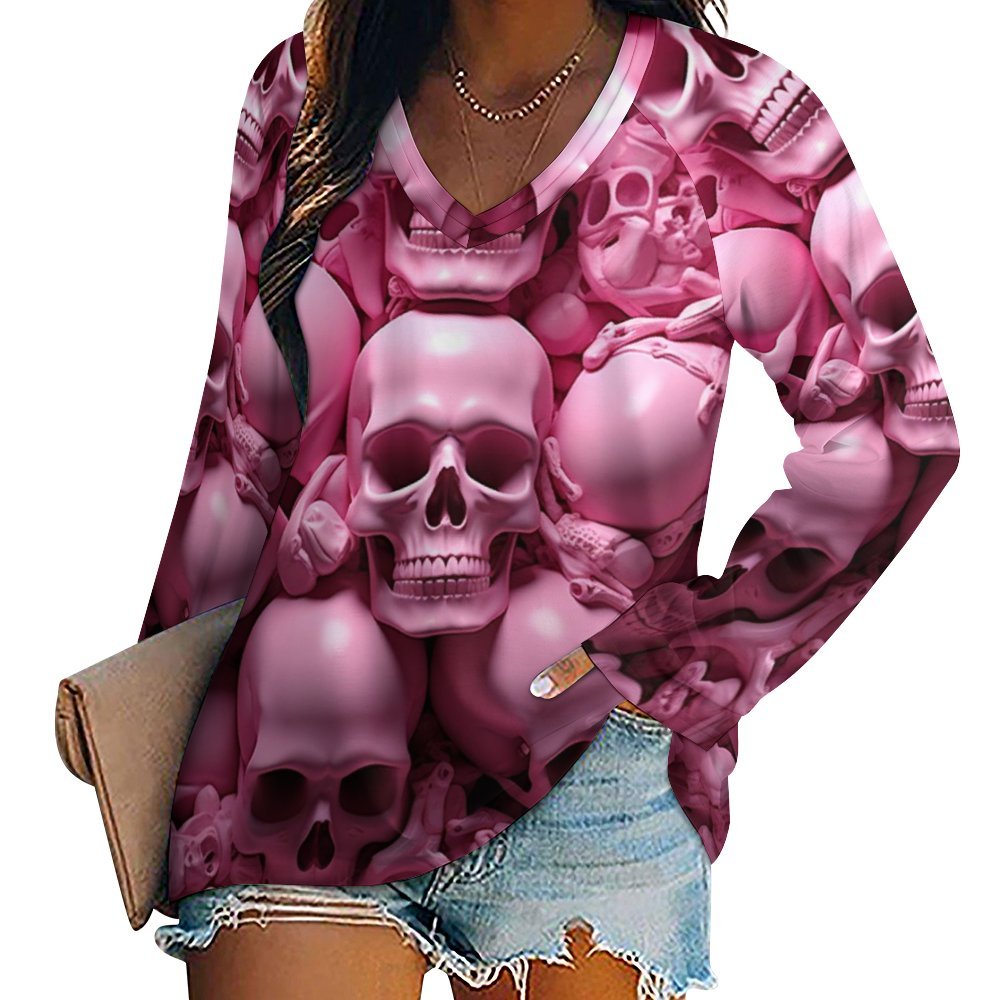 Pink Skeletons Long Sleeve Loose Tee