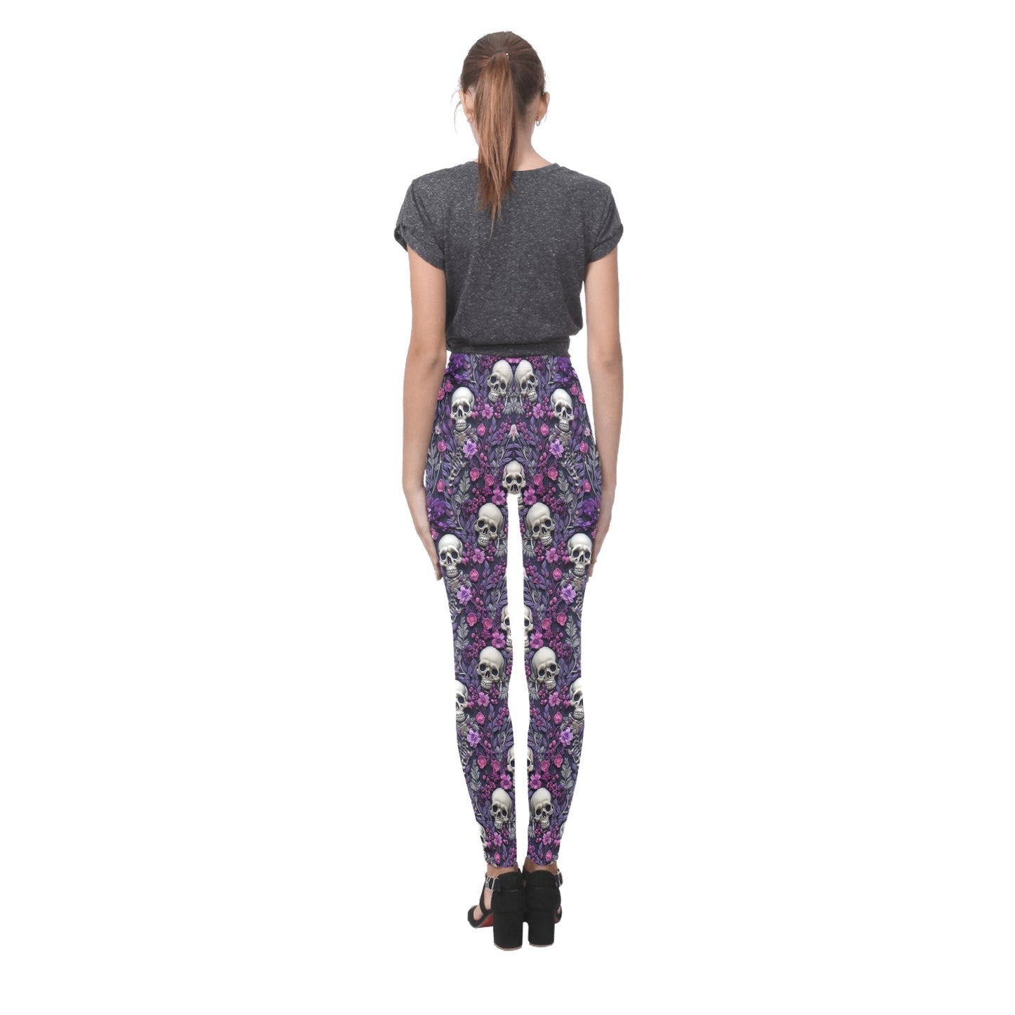 Skeletons w/ Purple Flowers  Women's Leggings