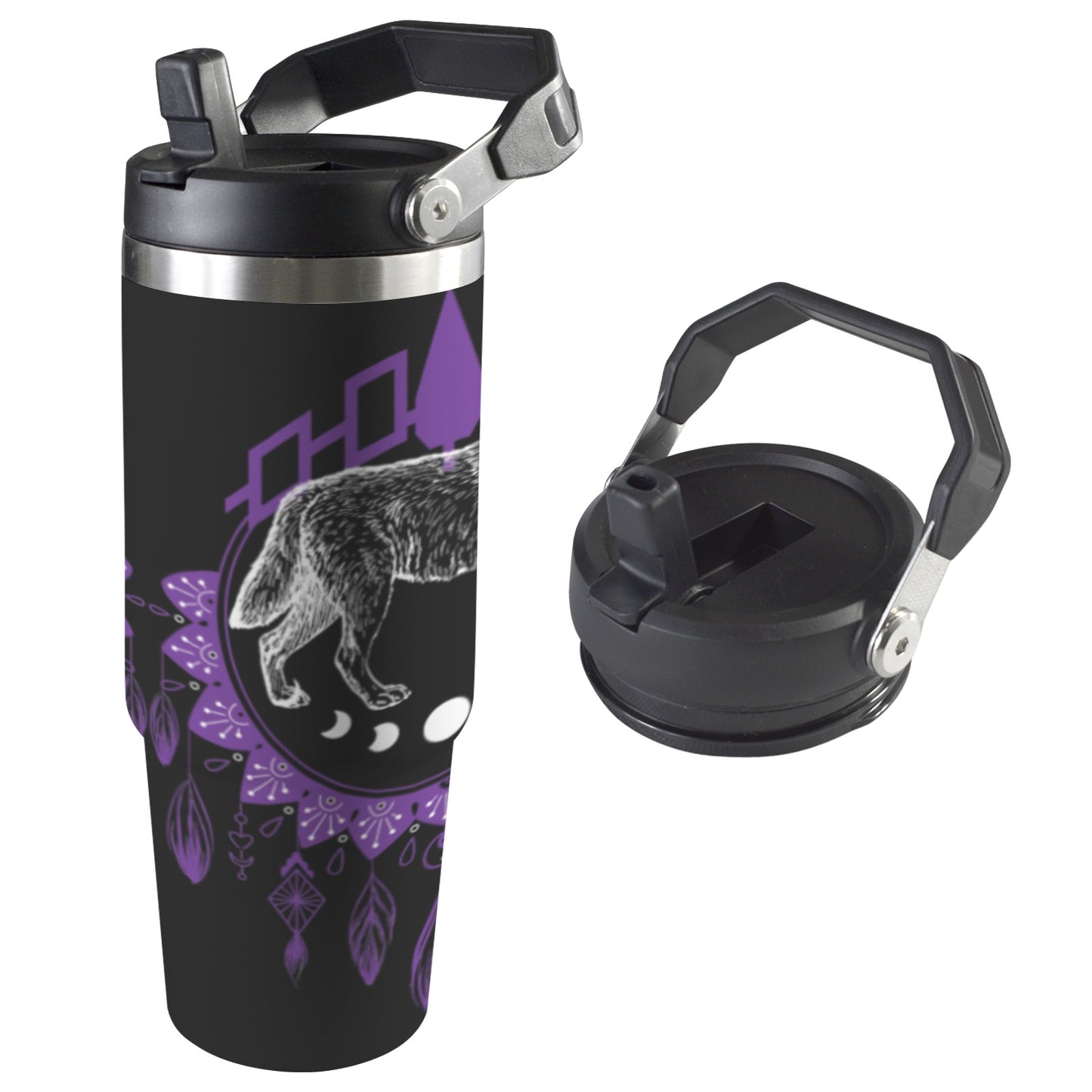 Wolf Dreamcatcher 30oz Tumbler with Top Handle