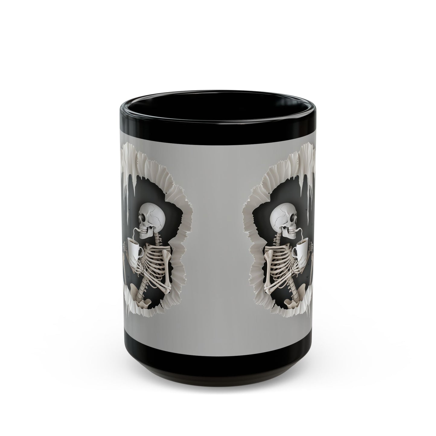 3D Skeleton Black Mug (15oz)