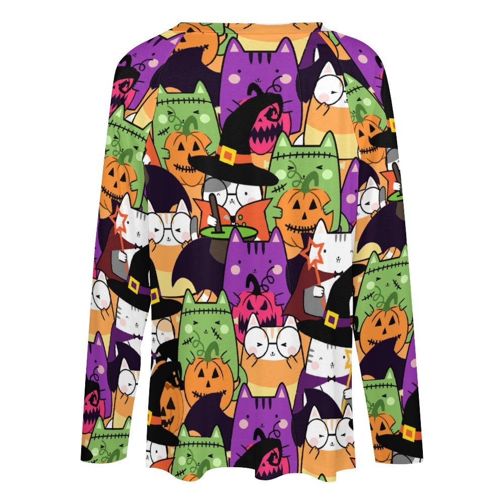 Halloween Cats Long Sleeve Loose Tee