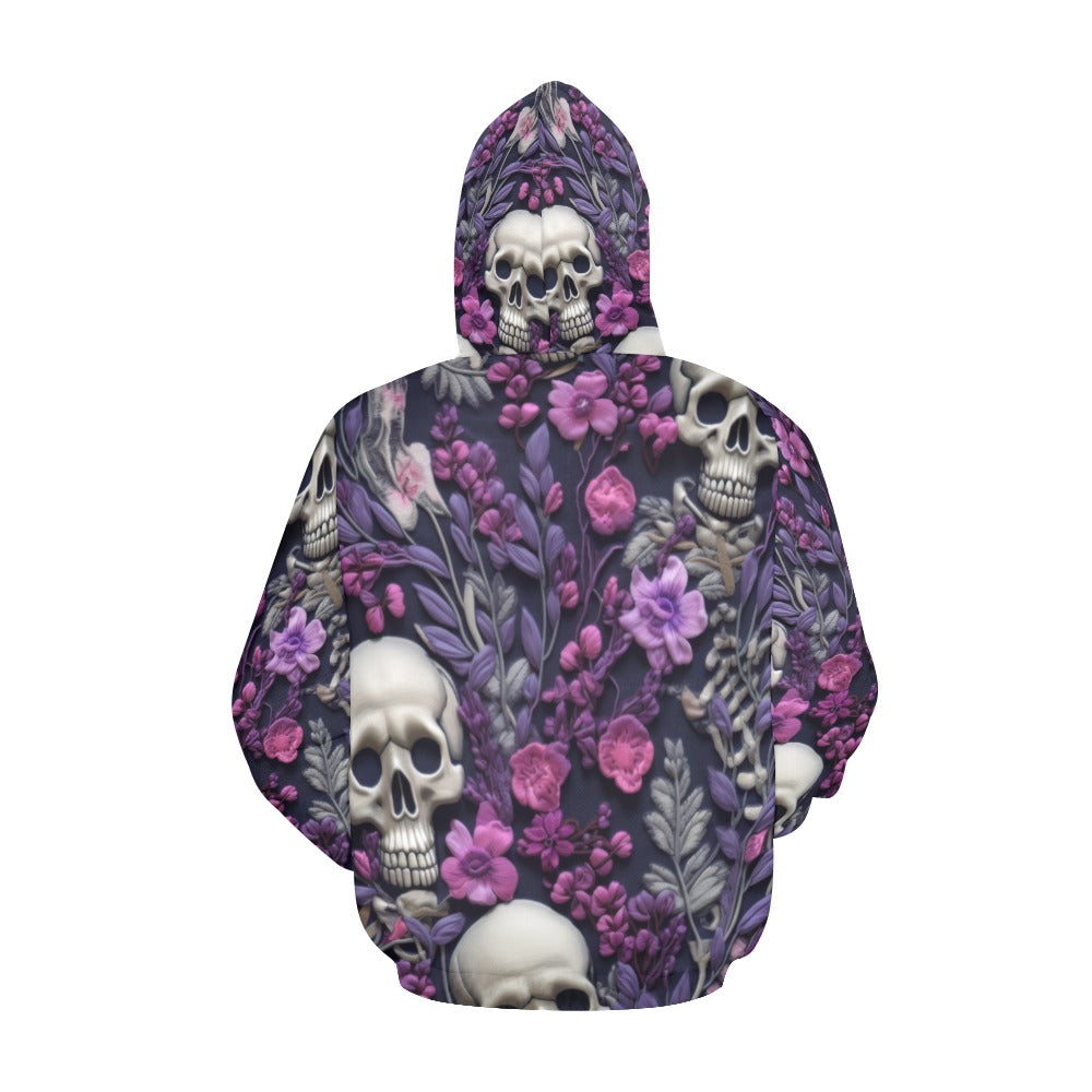 Skeletons w/ Purple Flowers Hoodie for Men (USA Size)