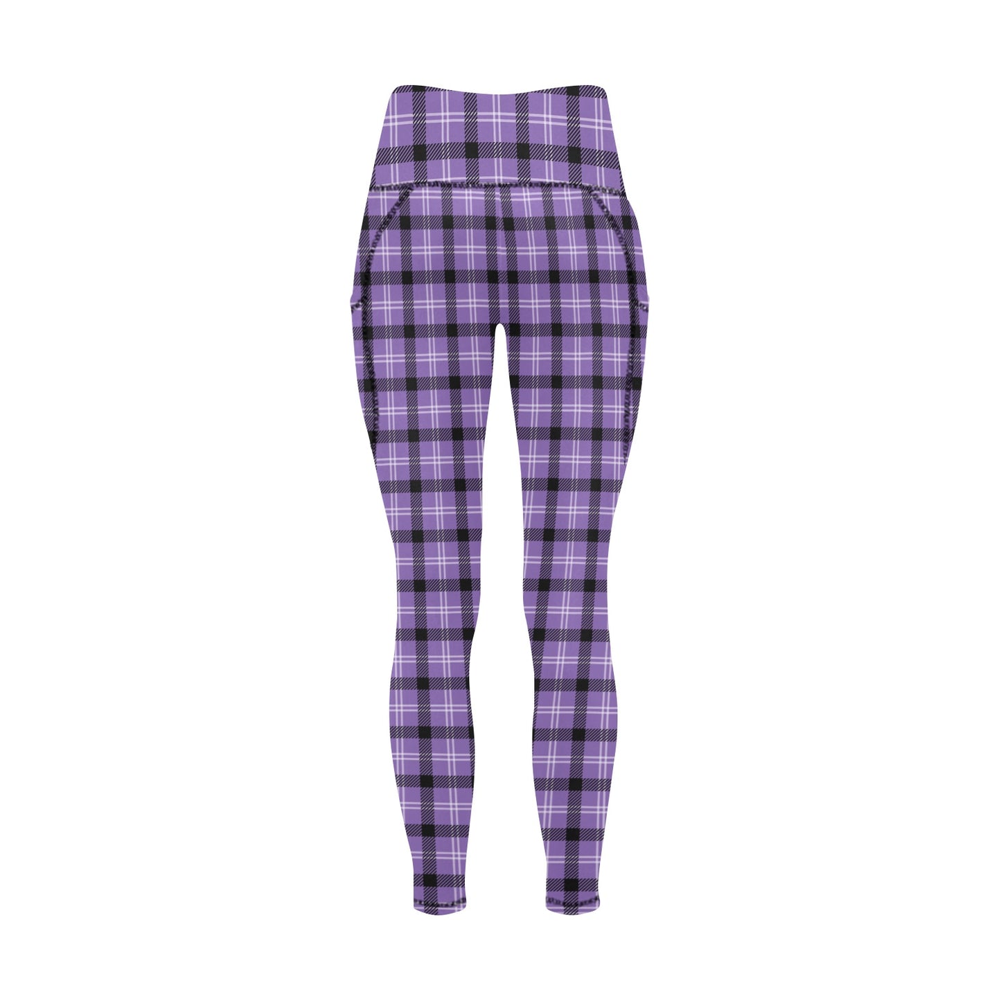 Halloween-Plaid-Purple Women's  Leggings with Pockets