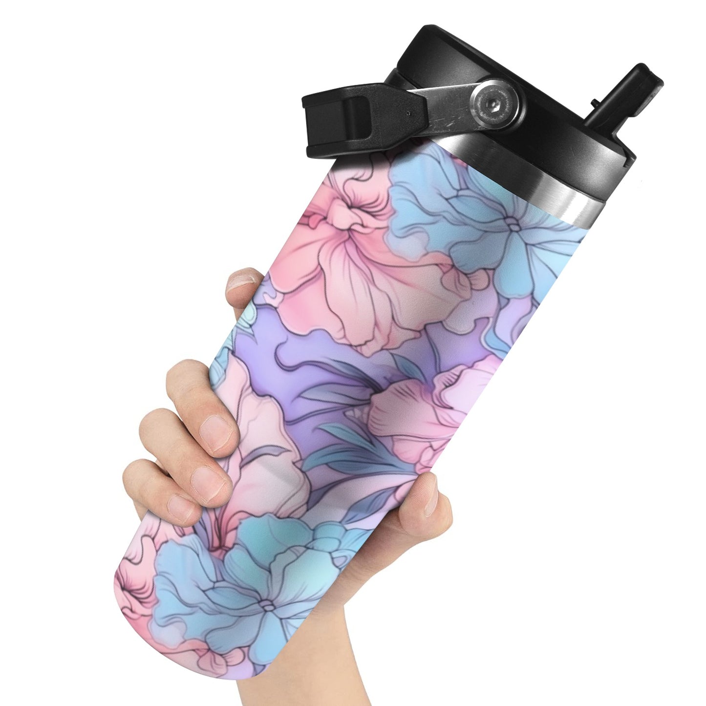 Flowered 30oz Tumbler with Top Handle