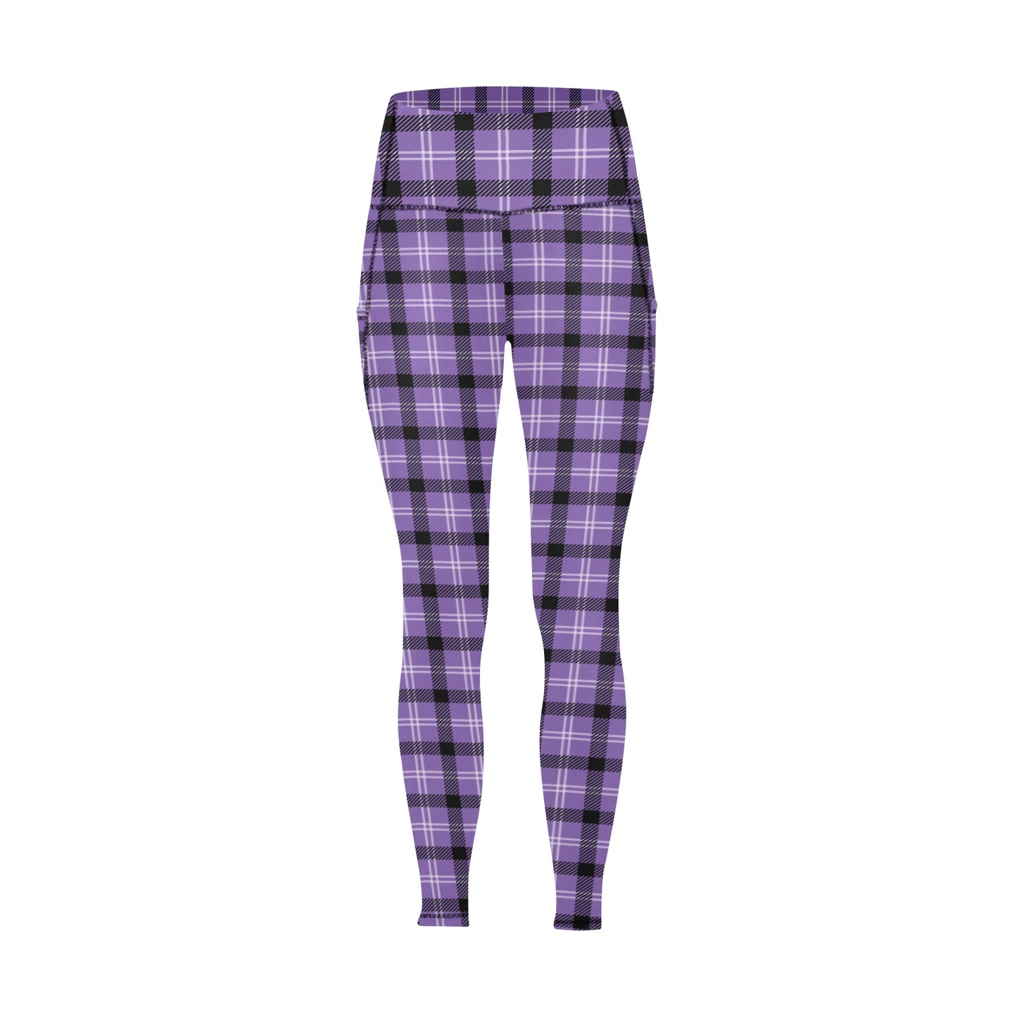 Halloween-Plaid-Purple Women's  Leggings with Pockets