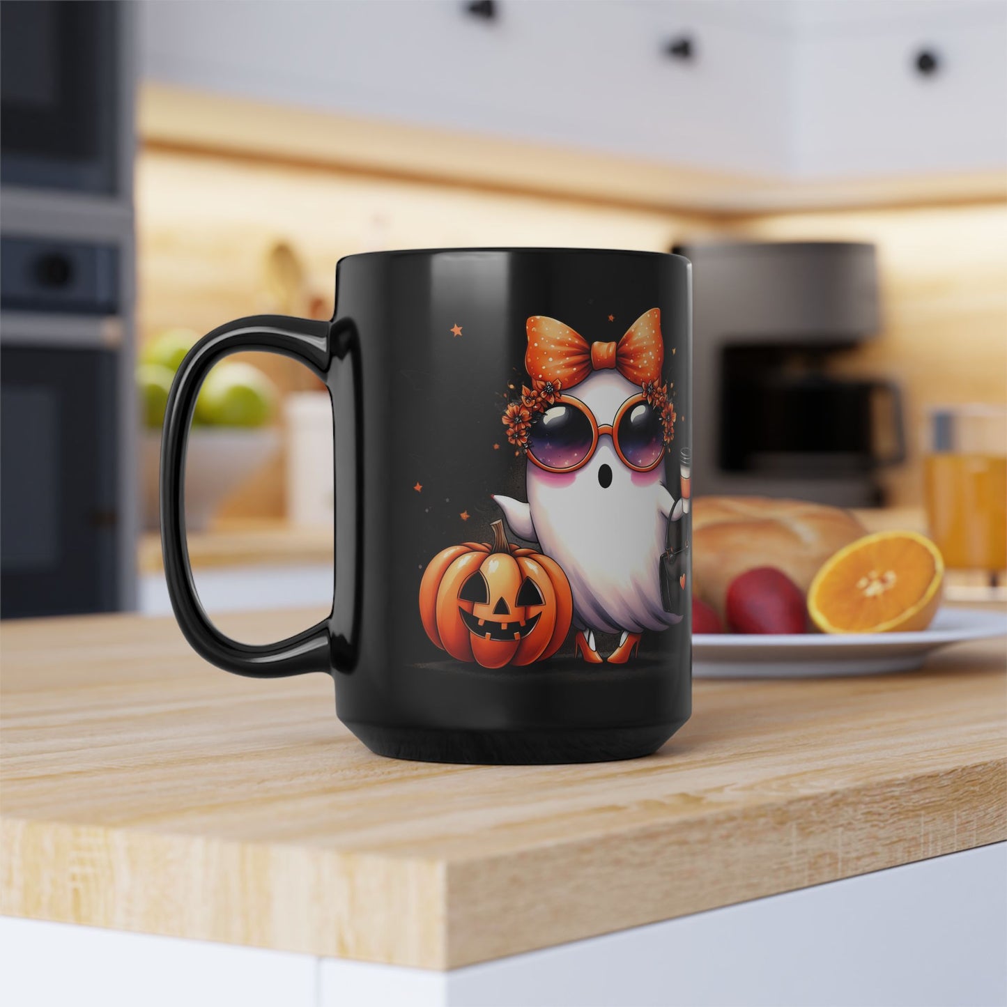 Ghost Coffee Time Black Mug (15oz)