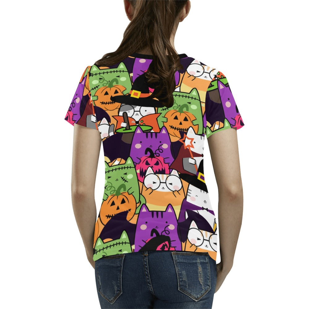 Halloween Cats  T-Shirt for Women (USA Size)