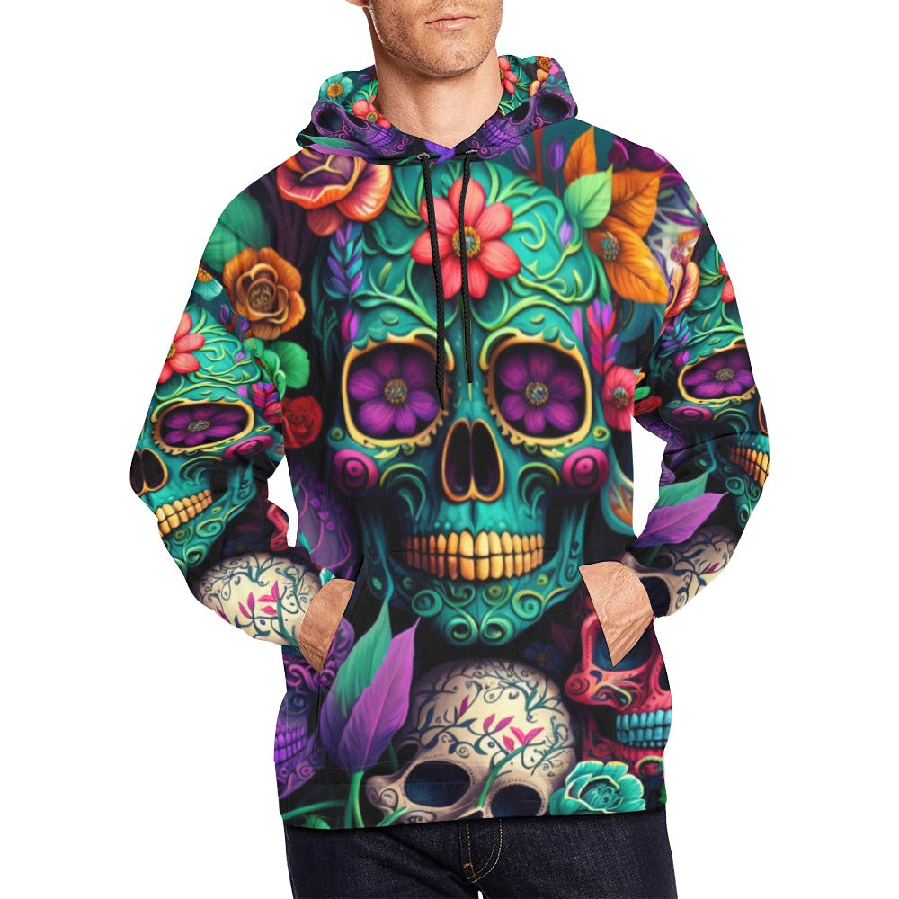 Colorful Skeleton Collage  Hoodie for Men (USA Size)