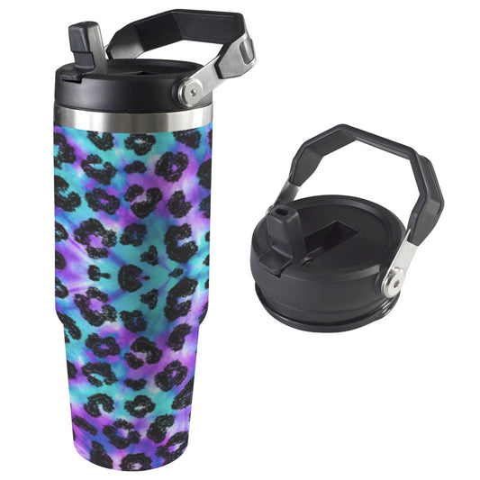 Purplish Leopard  30oz Tumbler with Top Handle