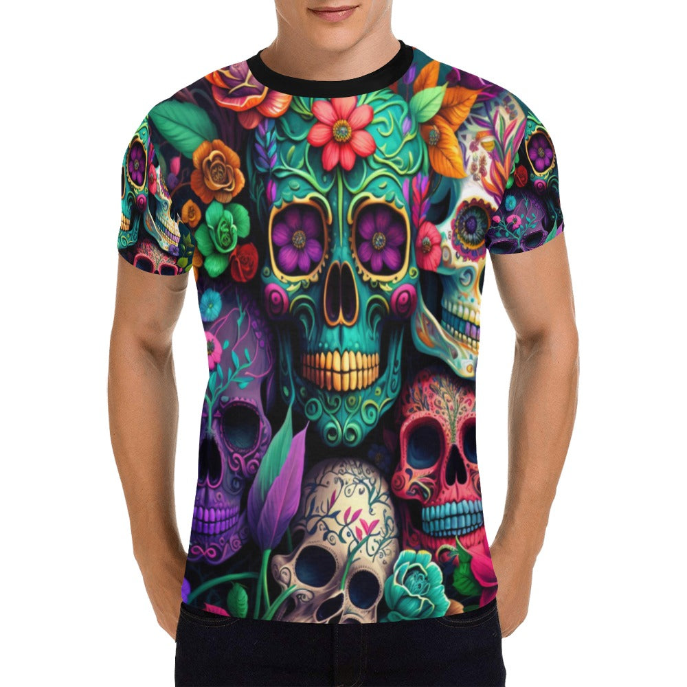 Colorful Skeleton Collage  T-Shirt for Men (USA Size)