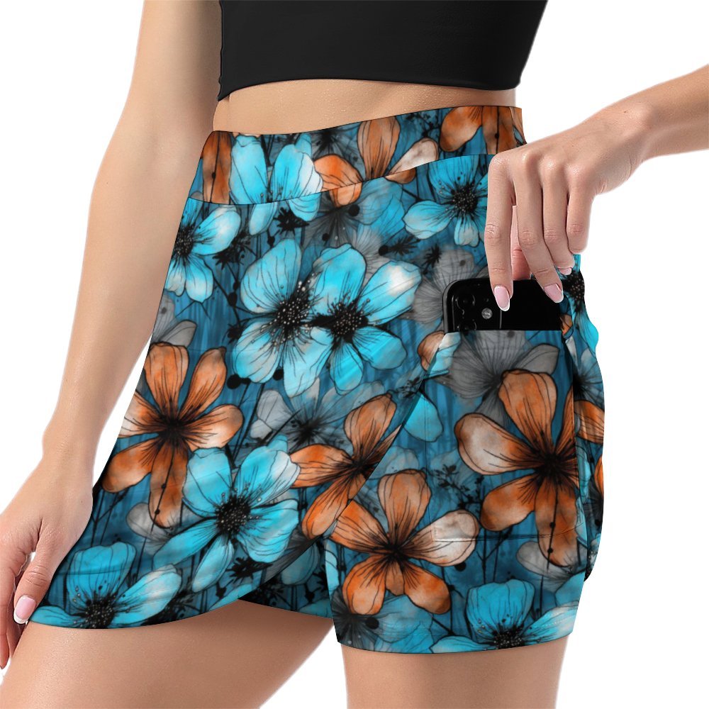 Flowered Skort with Pocket