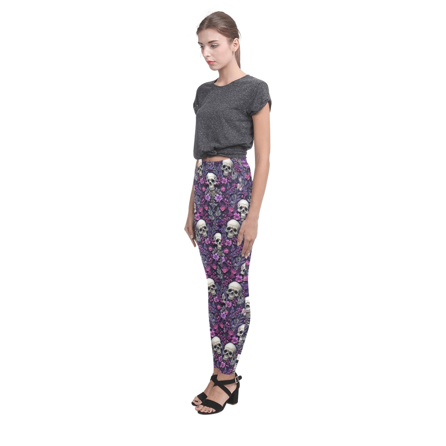 Skeletons w/ Purple Flowers  Women's Leggings