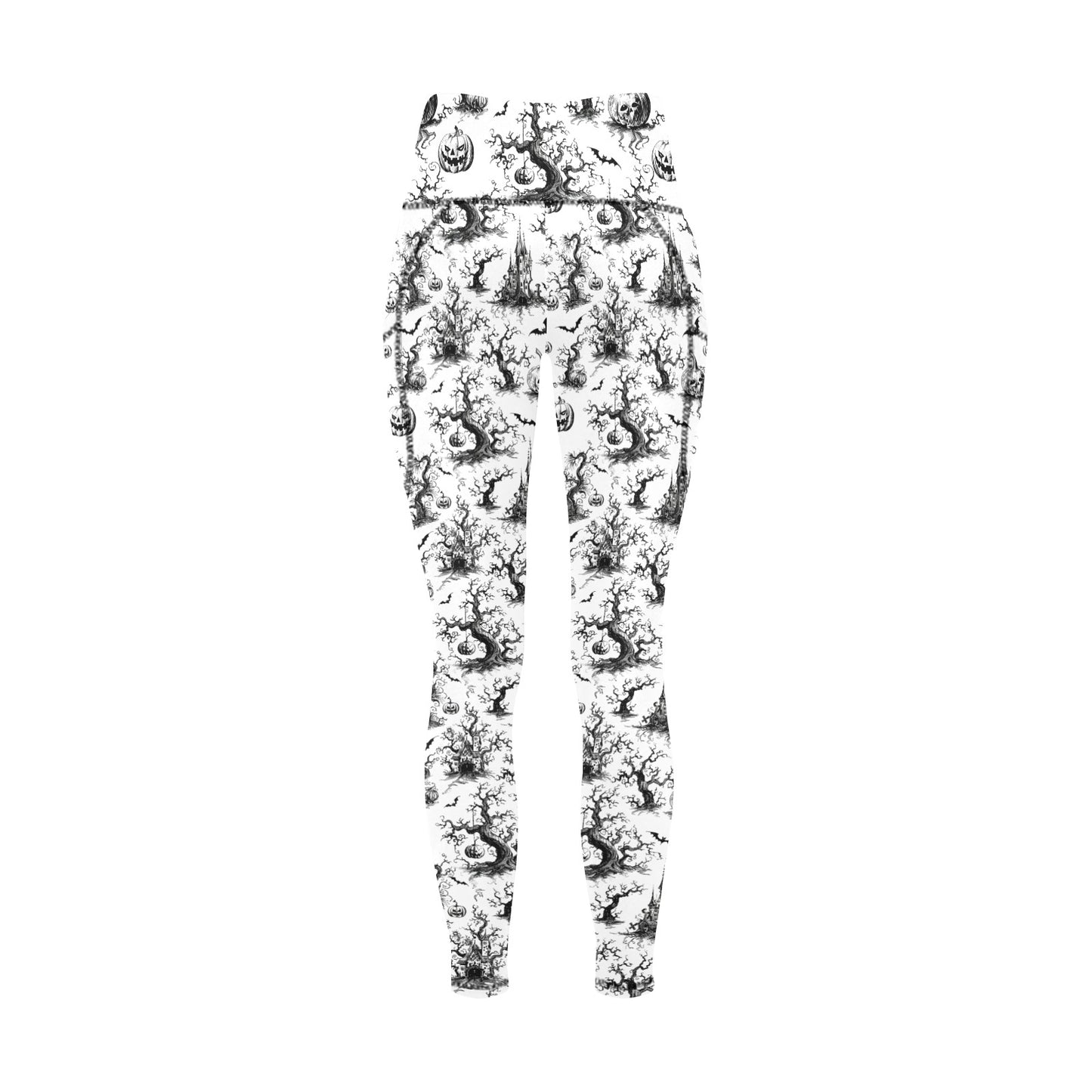 White Halloween Time Women's Leggings with Pockets