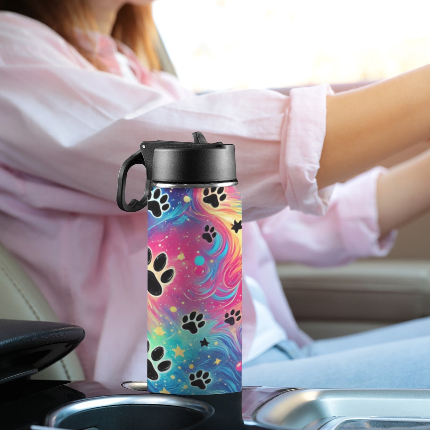 Rainbow Paws Insulated Water Bottle with Straw Lid (18oz)