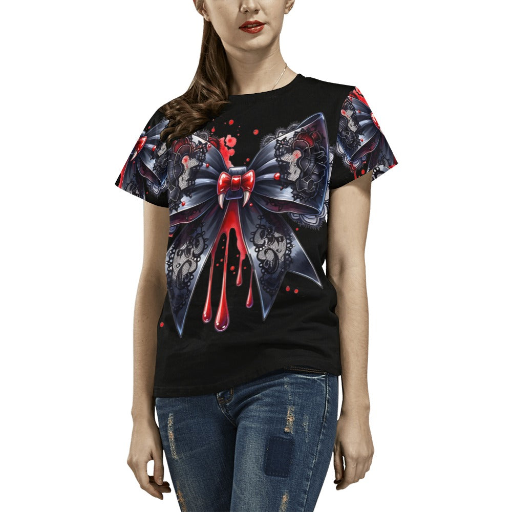 Bloody Bow  T-Shirt for Women (USA Size)