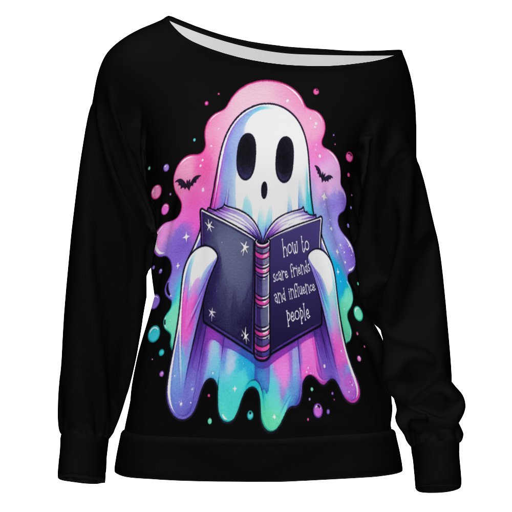 Ghost Reader Off Shoulder Sweatshirt 2 colors