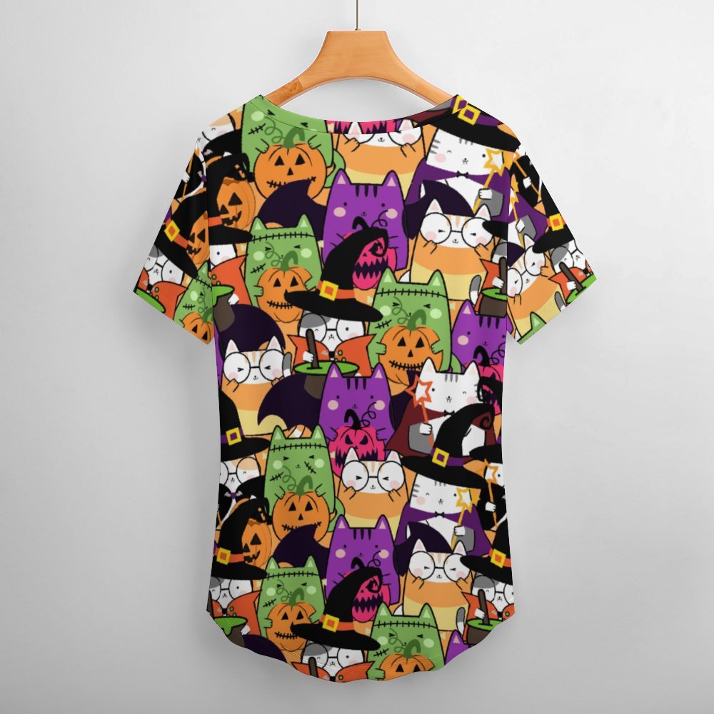 Halloween Cats Short-Sleeve V-Neck T-Shirt