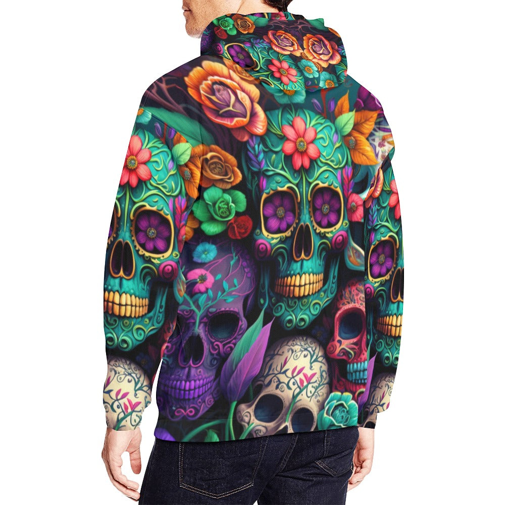 Colorful Skeleton Collage  Hoodie for Men (USA Size)