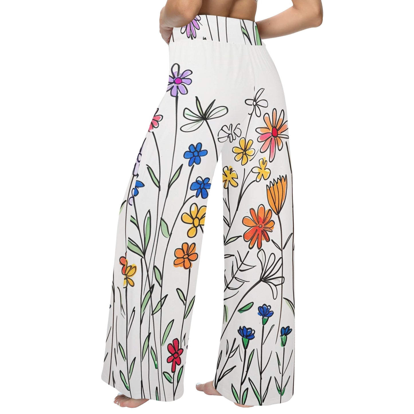 Flowered Women's Wide Leg Lounge Pants