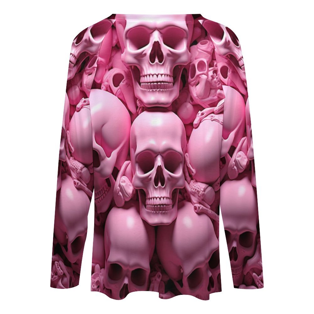 Pink Skeletons Long Sleeve Loose Tee