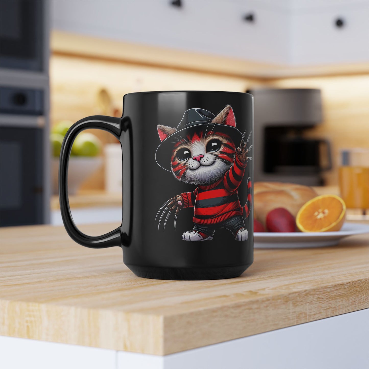 Freddie Whiskers Black Mug (15oz)