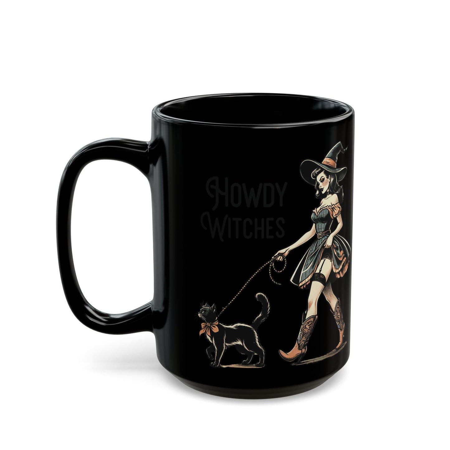 Witch & Cat Black Mug (15oz)