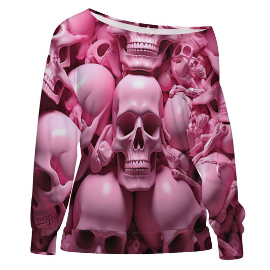 Pink Skeletons Off Shoulder Sweatshirt