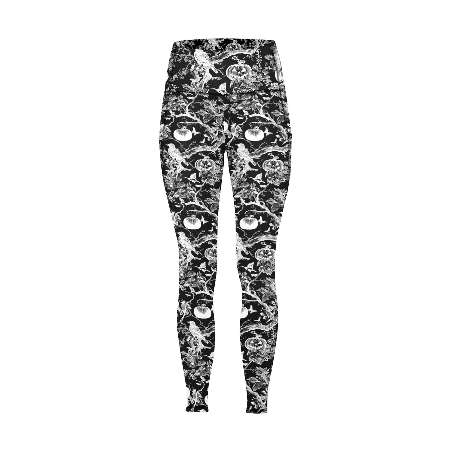 Halloween Time Black Women's Leggings with Pockets