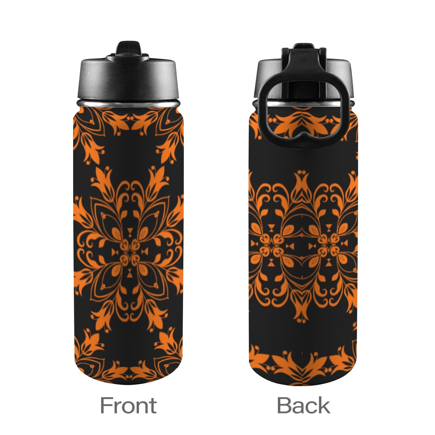 Flourish Orange Insulated Water Bottle with Straw Lid (18oz)