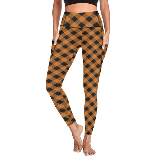 Halloween-Plaid Women's  Leggings with Pockets