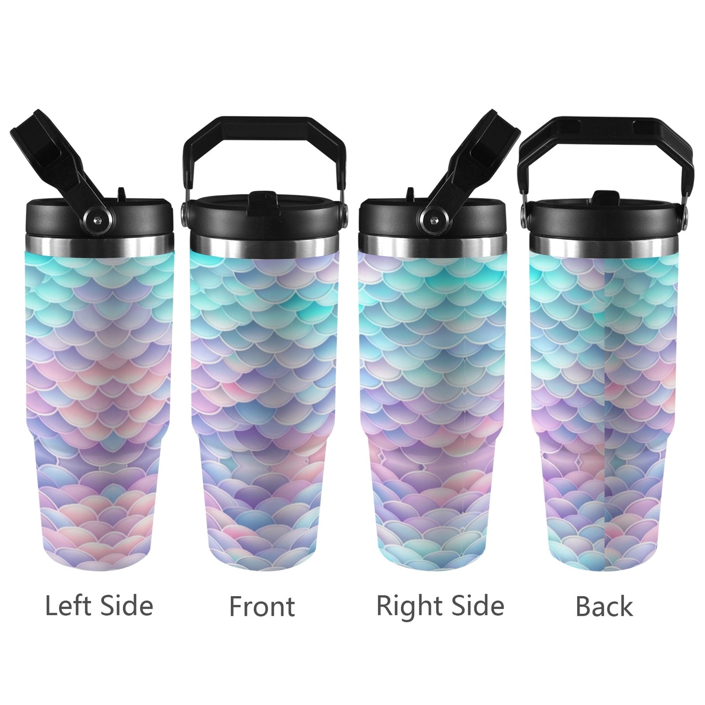 Pastel Mermaid Tail  30oz Tumbler with Top Handle