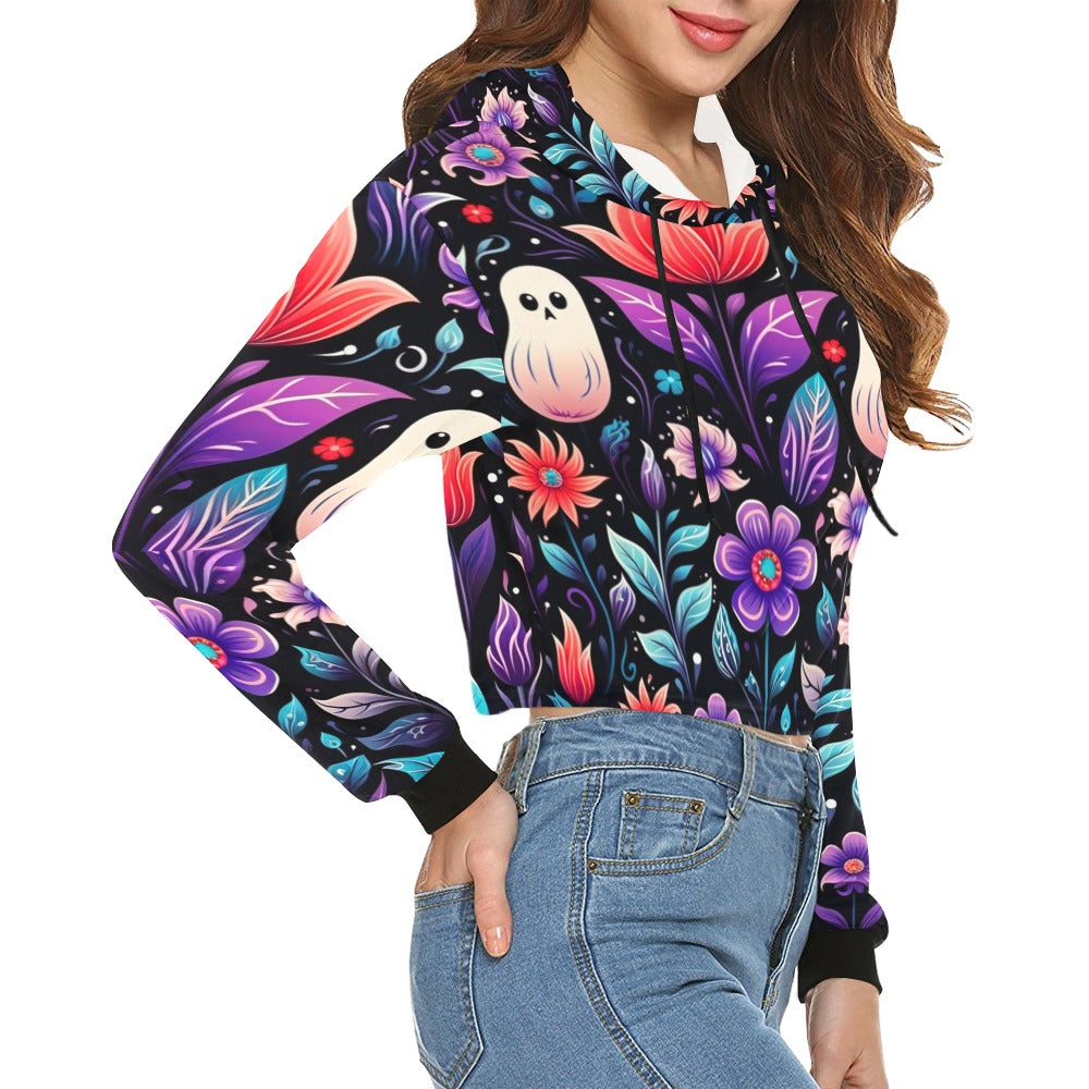 Halloween Boho Crop Hoodie for Women