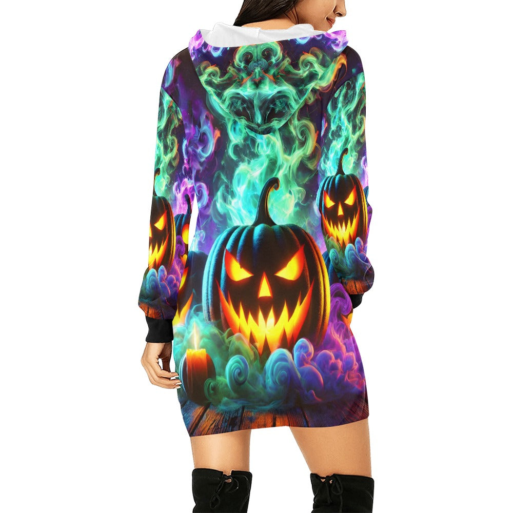 Colorful Pumpkins Hoodie Mini Dress