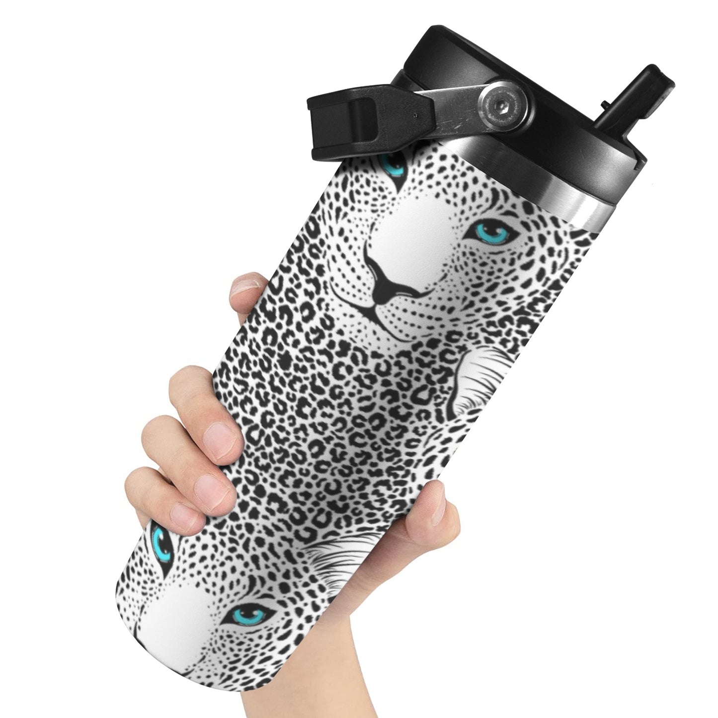 Blue Eyed Big Cat  30oz Tumbler with Top Handle