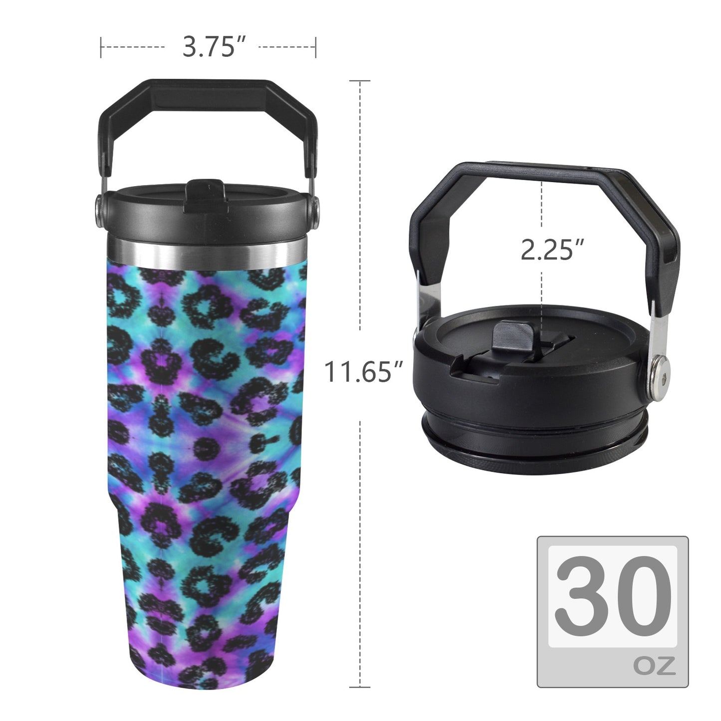 Purplish Leopard  30oz Tumbler with Top Handle