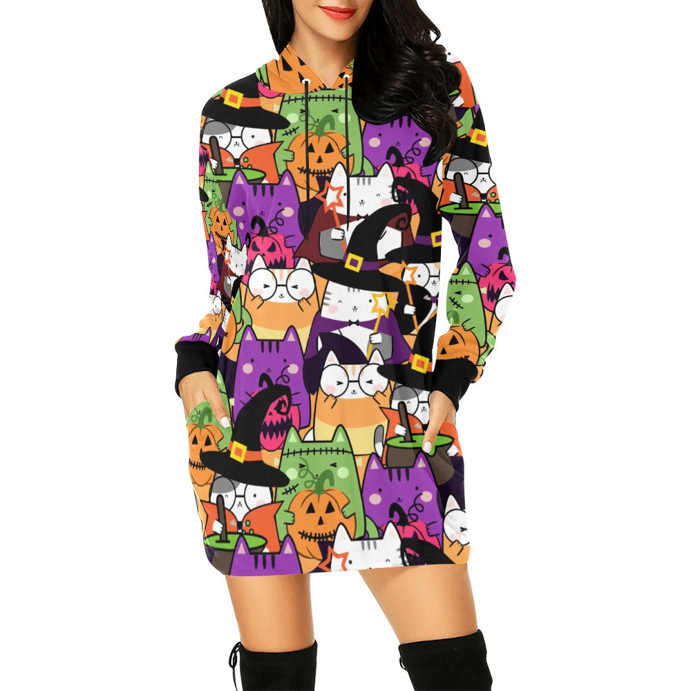 Halloween Cats Hoodie Mini Dress