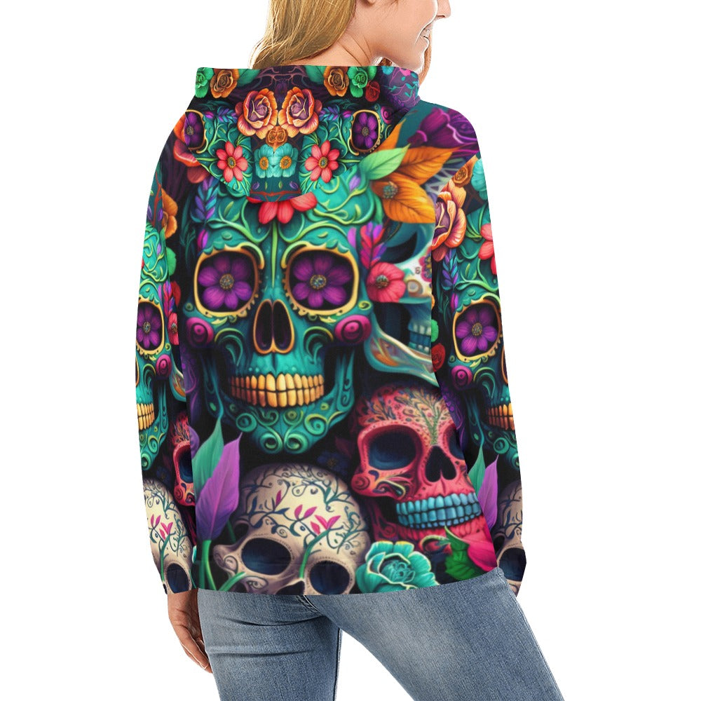 Colorful Skeleton Collage  Hoodie for Women (USA Size)