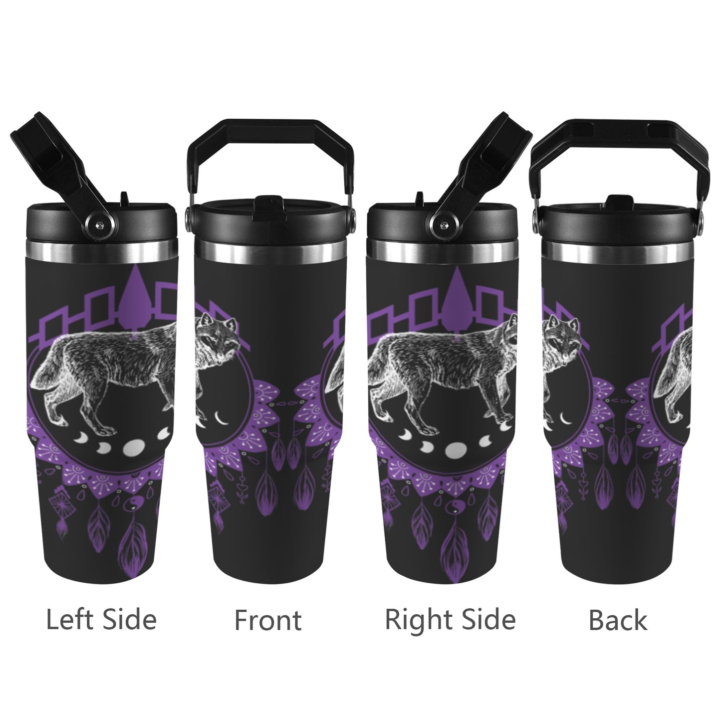 Wolf Dreamcatcher 30oz Tumbler with Top Handle