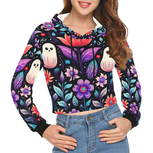 Halloween Boho Crop Hoodie for Women