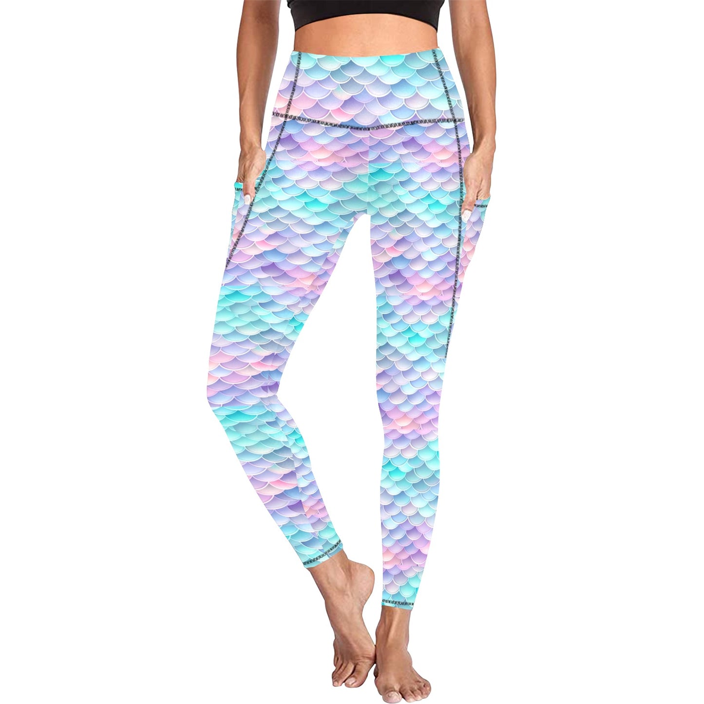 Pastel Mermaid Tail Women's  Leggings with Pockets