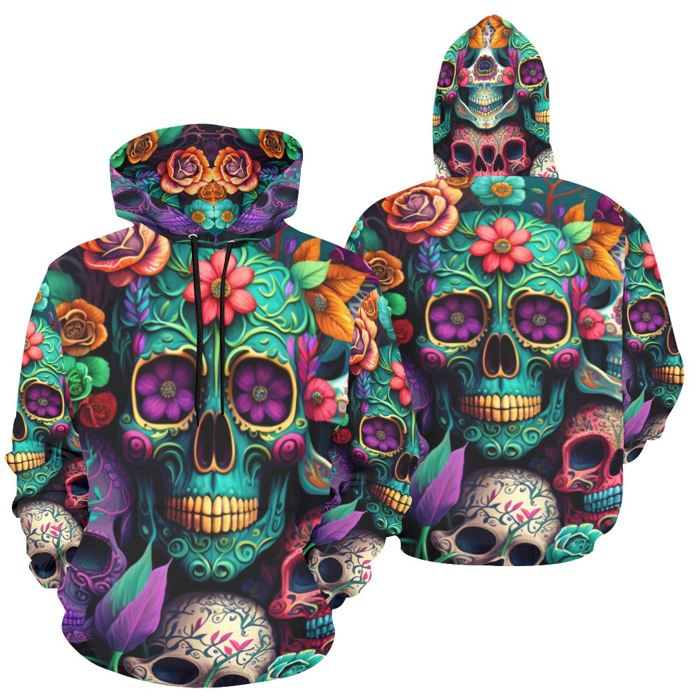 Colorful Skeleton Collage  Hoodie for Women (USA Size)