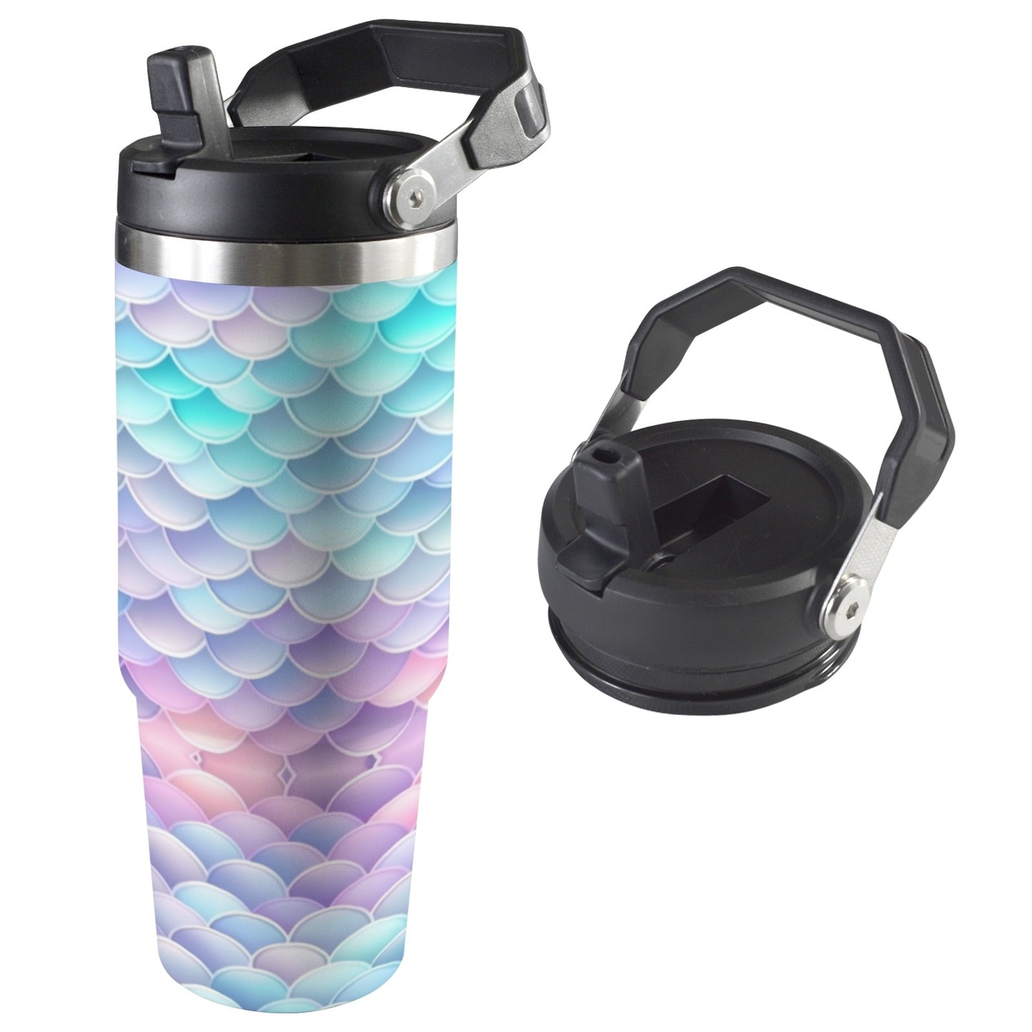 Pastel Mermaid Tail  30oz Tumbler with Top Handle