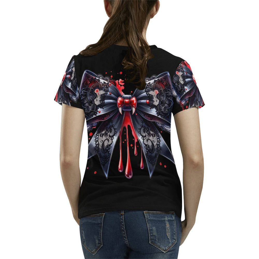 Bloody Bow  T-Shirt for Women (USA Size)