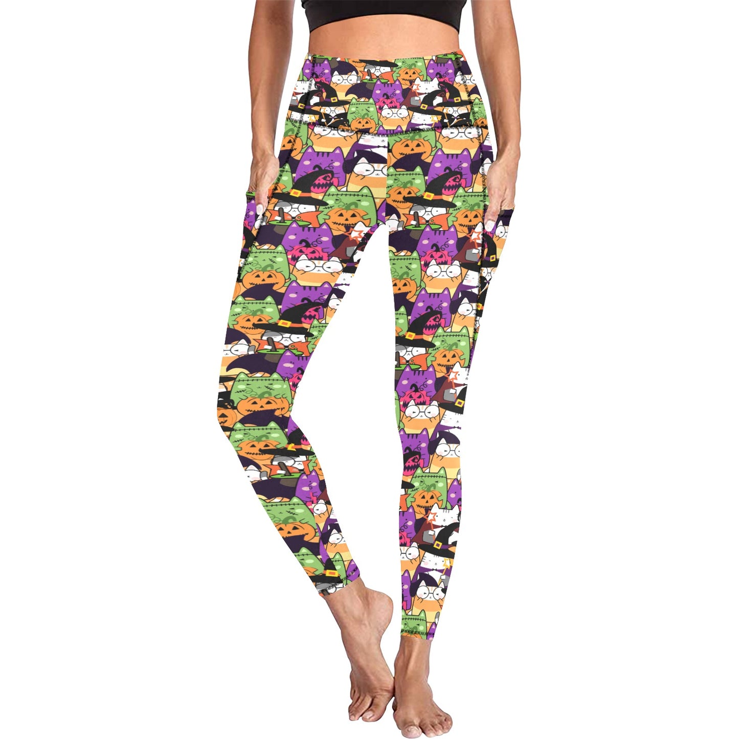 Halloween Cats Women's  Leggings with Pockets