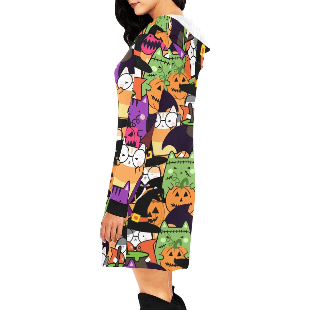 Halloween Cats Hoodie Mini Dress