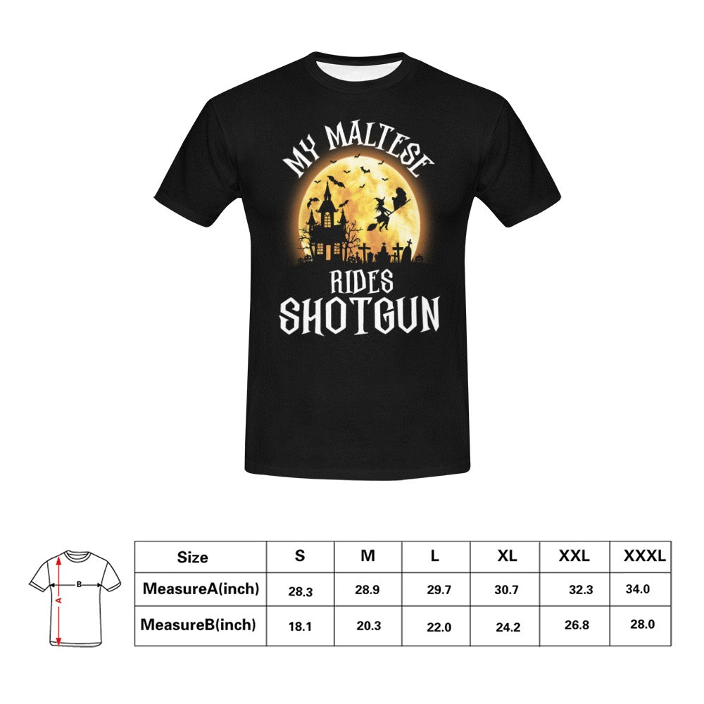 My Maltese Rides Shotgun  T-Shirt for Men (USA Size)