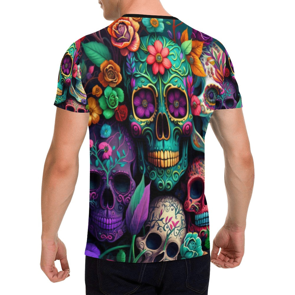 Colorful Skeleton Collage  T-Shirt for Men (USA Size)